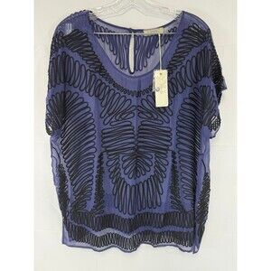 Cluny Women’s Blouse Size 12 NWT MSRP $398 Beautiful Stitching See Through